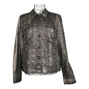 Brown and Black Snake Print Button Down Sz L